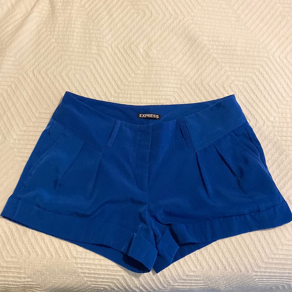 Express satin mid rise shorts